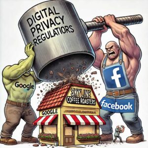 Google and Facebook destroying a business with a digital privacy hammer.